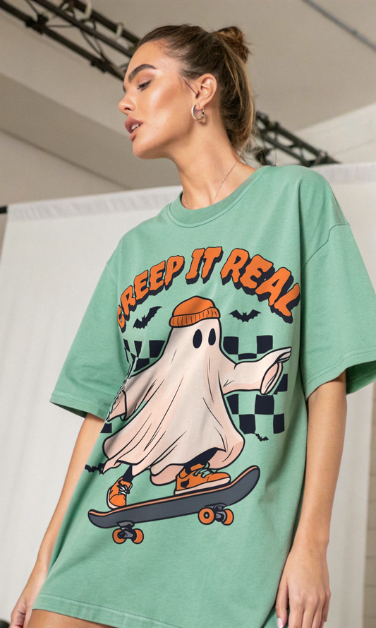 Creep It Real Skater Ghost Tee (Unisex)